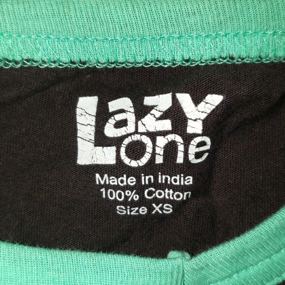 Lazy One Size Extra Small "Dead Tired" Grey & Seafoam Green 3/4 Sleeve T-shirt - Picture 4 of 6